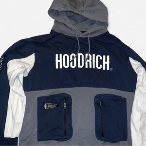 Hoodrich Men's Hoodie Size XL Blue Zip Pockets Hoodie Streetwear Hip Hop